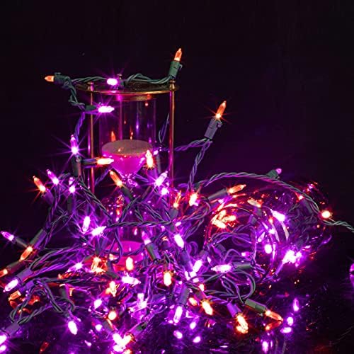Luzes de cordas LED de Halloween de Joiedomi, 100 contagem de laranja roxa sempre em luzes de fio