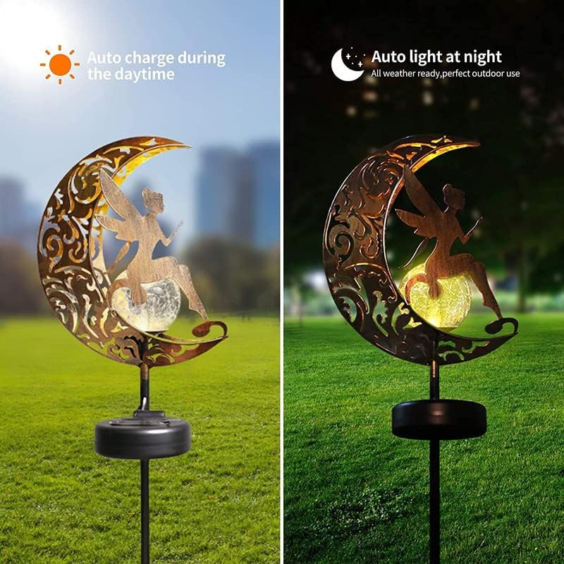 Vookry Garden Solar Lights Pathway Lights Light Globe de vidro de fada com decoração de anjo, luzes decorativas