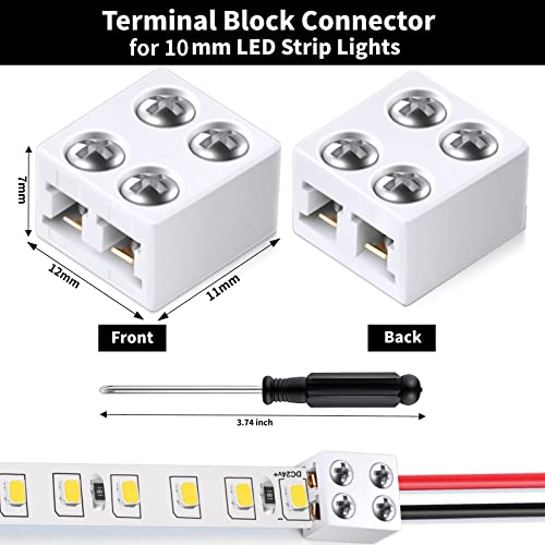 2 pinos 10 mm Solderledled Fita LED Light Conector parafuso para baixo blocos de terminais conectores conectores