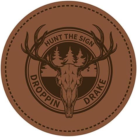 Droppin Drake Men's Wild Deer Hunt The Sign Laser Graved Leather Patch Trucker Hat