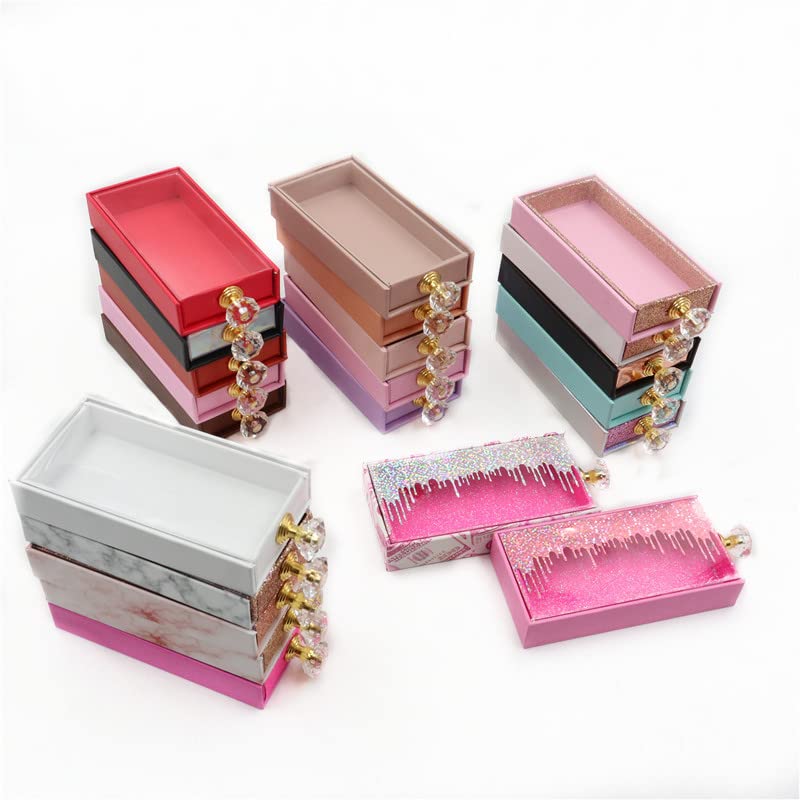 Caixas de embalagem de cílios caixas de retângulo com bandejas de cristal a granel Case magnética vazia,