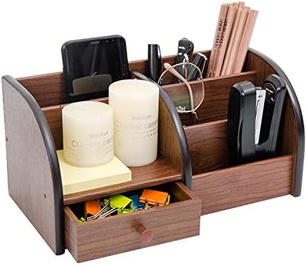 LIRY PRODUTOS Cherry Brown Wooden Desktop Organizer gaveta Vários compartimentos racks de prateleira