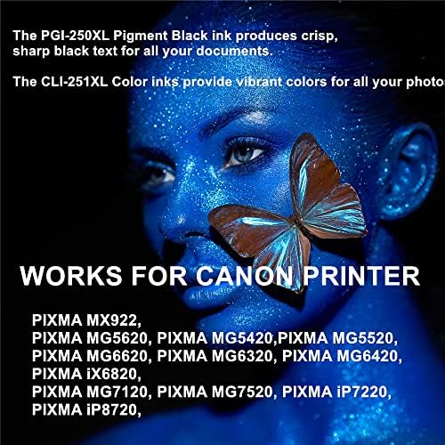 Substituição de Colorink para Canon 250xl 251xl Cartuchos de tinta Use com PIXMA IP7220 MG5420 MG6320