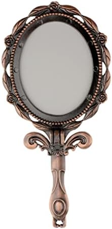 Eyhlkm Vintage estilo antigo manualmente, espelho de maquiagem de bolso compacto dobrável e estético