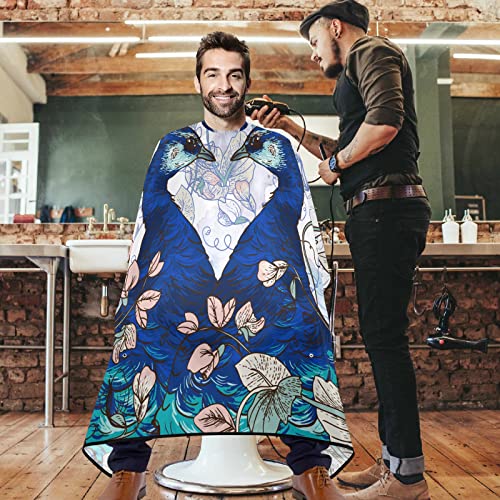 VISESUNNY barbeiro capa Ca pavão vintage Floral poliéster Cabelo de corte de salão de salão Avental Avental Anti-estático