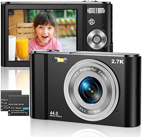 Câmera digital 2,7K Ultra HD Mini Câmera de 44mp 2,8 polegadas LCD Screen Recarregável Câmera de bolso compacta