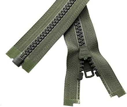 YKK 24 Vislon Zipper ~ YKK 5 Zipper esportivo de plástico moldado ~ Separating - 567 Olive Green