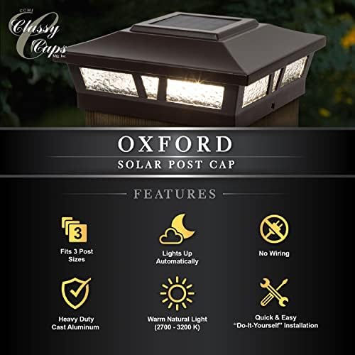 Caps elegantes 6x6 Brown Aluminium Oxford Solar Post Cap