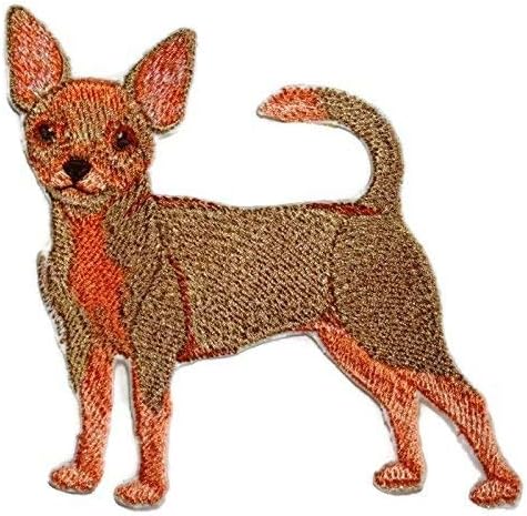 Incrível retratos de cães personalizados [Chihuahua] Ferro bordado On/Sew Patch [4,5 x 4] feito nos EUA]