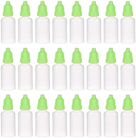 OFOWIN [24 PCS Garraco de conta-gotas de plástico, 20 ml / 0,68 oz de garrafas de gota de boca pequena com tampa