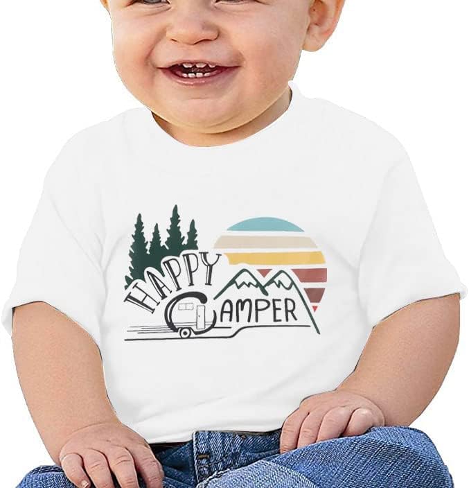 Happy Camper Shirt Toddler Baby Funny Camping Campo Campo Campo Esboço de Campa Graphic Camiseta UNISSISEX