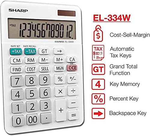 Calculadora de desktop el334w el-334w nítido, LCD de 12 dígitos