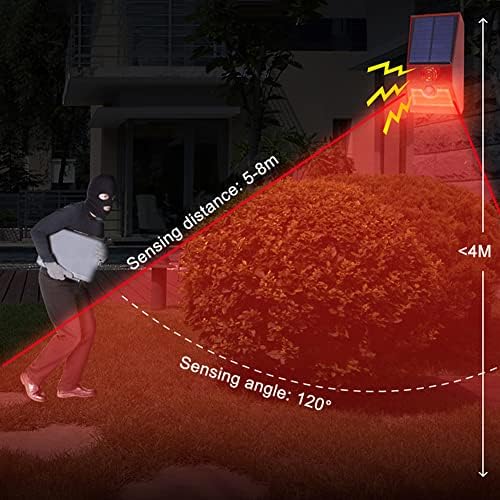 Aolyty Solar Aviso Luzes com som de alarme de 100dB, 6 modos Modos Solar Sensor de movimento da parede