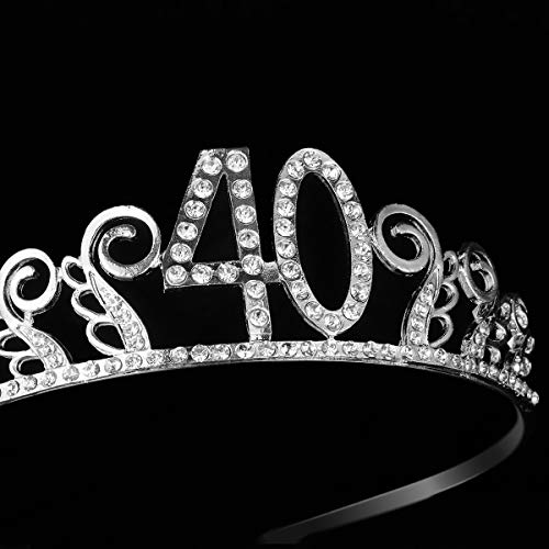 Frcolor Crystal Birthday Tiara, Rhinestone 40º Aniversário Coroa Princesa Queen Party Band para mulheres meninas