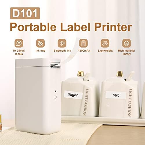 Máquina de fabricante de etiquetas D101 com 2 fitas - papel de etiqueta branca de 12 * 40mm e papel de etiqueta