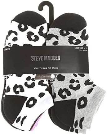 Meias de tornozelo de Steve Madden para mulheres 8 pares, meias esportivas esportivas esportivas esportivas