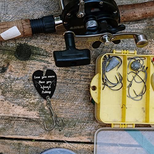 Lures de pesca em forma de coração preto ganchos de pesca gravados de pescadores - YGB01-11