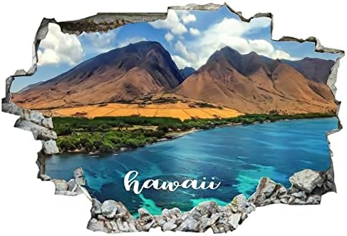 Cocoken Hawaii Vista natural 3D Adesivos de parede quebrados American Hawaii Decalque de parede removível de