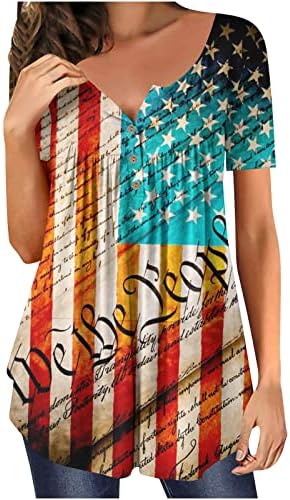 Lcepcy American Flag Shirt Women Hide Bloups estômago 2023 Camisetas de manga curta de verão t Camisetas
