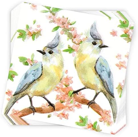 100 pássaros guardanapos de bebida de coquetel de pássaros pássaros decorativos de papel em galhos com flores