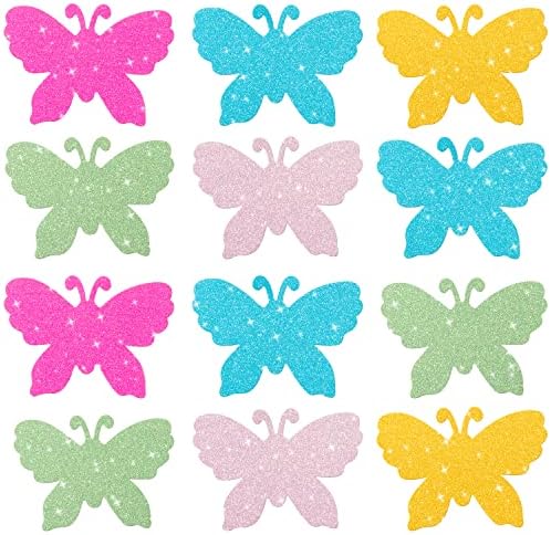 Cy2side 100pcs glitter grandes recortes de borboleta, primavera colorida decalques de parede de