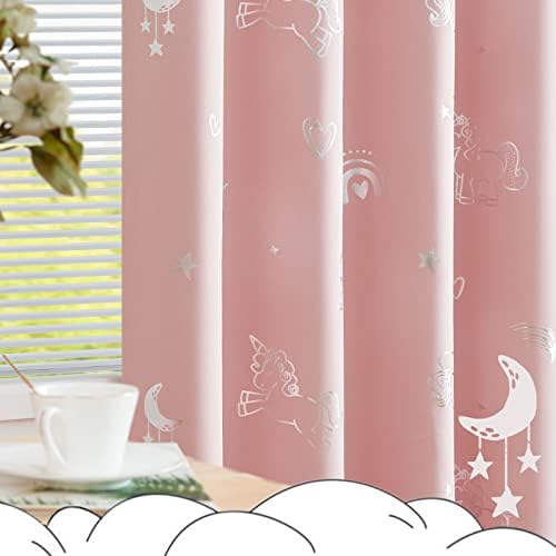 cortinas unicórnios de blecaute de jinchan para garotas cutilas térmicas isoladas cortinas de papel alumínio