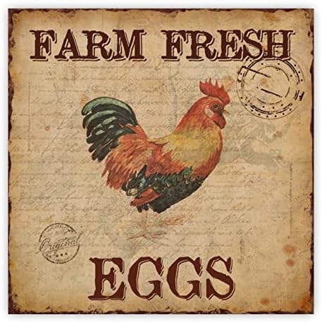 Farm ovos frescos sinal de madeira sinal