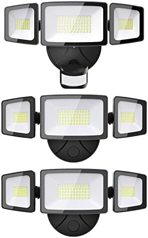 ONFORU 2 pacotes 55W 5500lm Luz de segurança LED e luzes de segurança LED Sensor de movimento ao ar livre, IP65