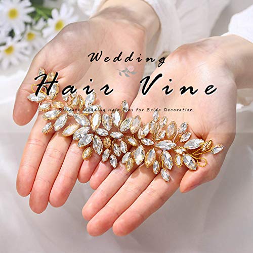 Jakawin Bride Crystal Wedding Hair Vine Gold Rhinestone Hair Pedaçam acessórios de cabelo para mulheres