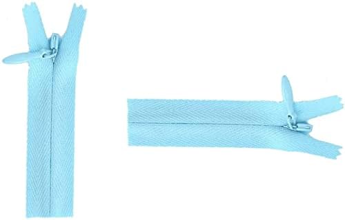 Zippers YKK Invisible - Perfeito para Roupas, Artesanato e Projetos de Costura - Cor: Azul claro 541