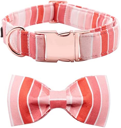 Hfdgdfk Valentine Red Pink Dog Collar com colar de cachorro de gravata borbole