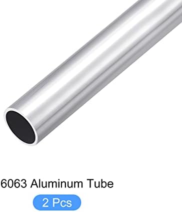 Metallixity 6063 Tubo de alumínio 2pcs, tubulação redonda de alumínio - para móveis para casa, máquinas, artesanato