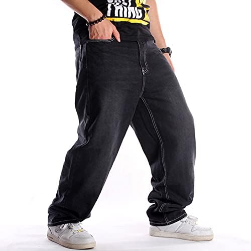 Jeans de salgadinhos de Ruiatoo masculino Classic Plain Relaxed Fit Hip Hop