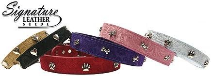 Omnipet Signature Leature Suede Dog Collar com ornamentos de pata, 1 x 26, preto