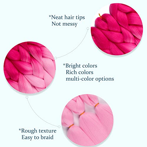 Maysa Pink ombre Jumbo Braiding Hair para mulheres e meninas Cores de ombre de 24 polegadas Extensões de cabelos