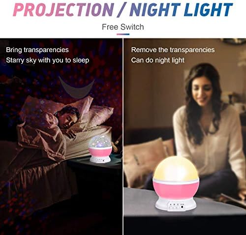 Luzes noturnas de bebê mais ensolarado, projetor de lua de 360 ​​graus - 4 lâmpadas LED 8 Mudança de cor, lâmpada