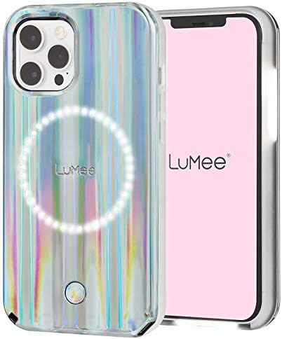 Lumee Halo - Holográfico - Light Up Selfie Case para iPhone 12 Pro Max - Iluminação frontal e traseira - 6,7 polegadas - holográfica
