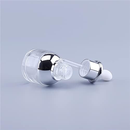 Jydqm 2pcs 30ml Garraco de gotas de vidro transparente vazio com clourse de alumínio prateado Recipientes