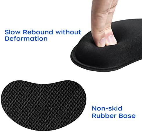 Jikiou 2 Pack Mouse Rest Rest, Memory Foam Mouse Rest Pad Suport Cushion com base de borracha anti-esquique, RELIMENTO