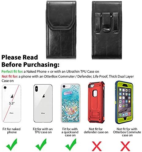 Luxmo Premium Leather Telente Belt Holsttern Para iPhone 12 Pro Max, Caso de cinto vertical Case de couro Bolsa