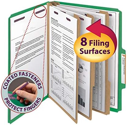Smead Pressboard Classification File Paster com figuradores SafeShield®, 3 divisores, expansão de 3 , tamanho