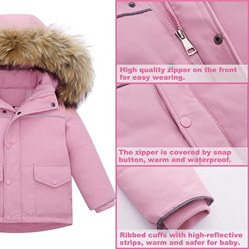 Crianças de 2 peças de 2 peças meninas meninas meninas usam jaqueta de esqui e calça de babador de neve, rosa
