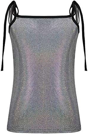 Kvysinly Kids Girls Girls brilhantes Metallic Lace-up Camisole Vest Dance Tops Sports Sports