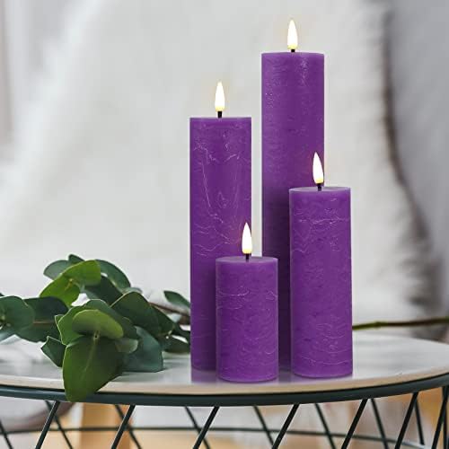 Duduta Purpleless LED Pillar Velas com Remoto φ 2 H 4 6 8 10 , velas de bateria altas altas conjuntos