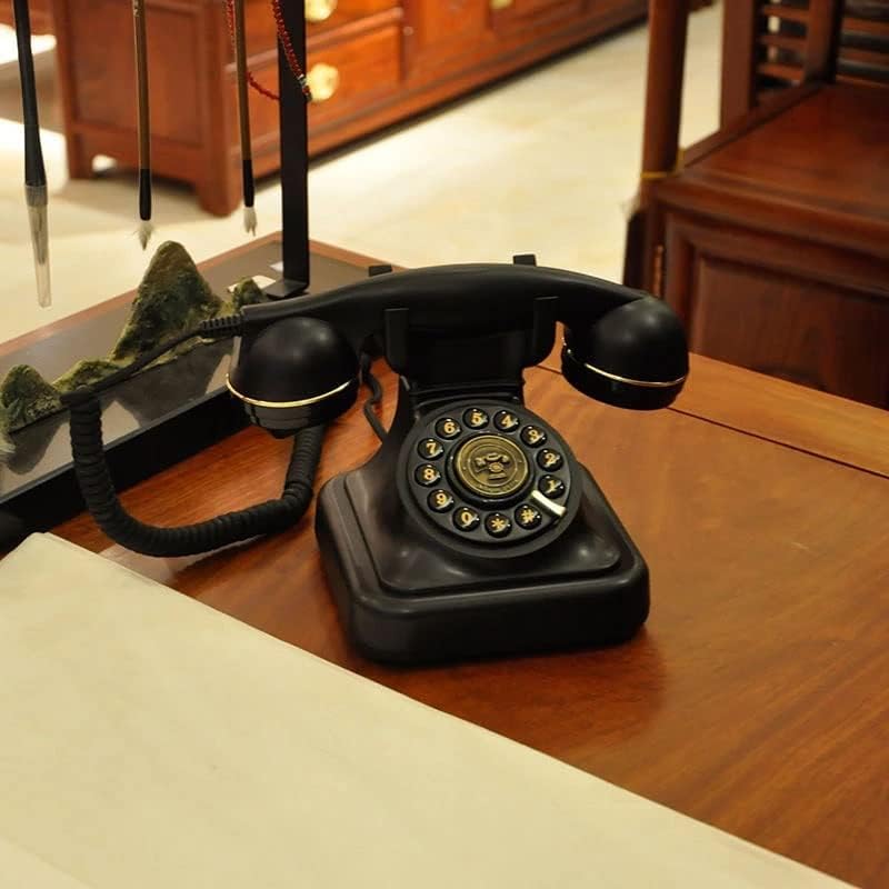 Telefones folhosos pretos com cordão ZYKBB para casa, telefone antigo, telefone de discagem antiga com
