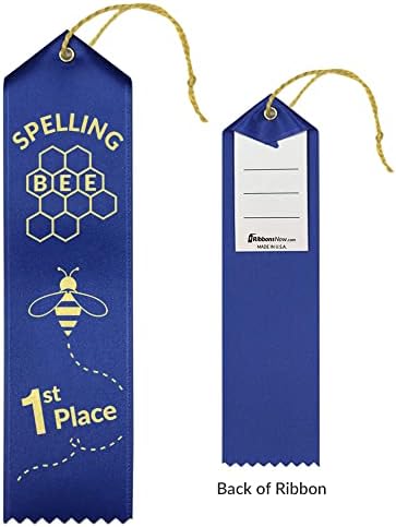 Ribbonsnow Spelling Bee Award Ribbons 1st - 2nd - 3º lugar - 45 fitas totais - 15 cada lugar com cartão e string