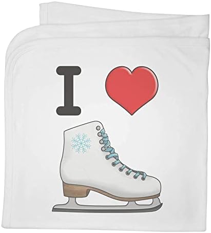 Azeeda 'eu amo patinar no gelo' Cotor / xale de bebê de algodão