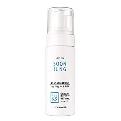 Etude House Soonjung ph 6,5 limpador de chicote 5.1 fl. oz. | Limpador facial hidratante de bolhas macias não comedogênicas