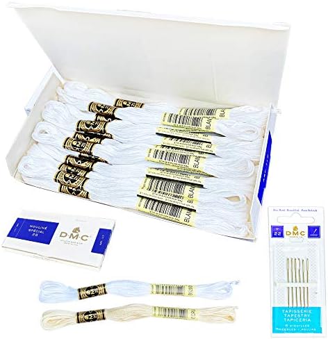 Kit de fio dental de bordado branco DMC, 6 fios 117- Blanc CottonThread 12/pacote de embalagem com 1S!