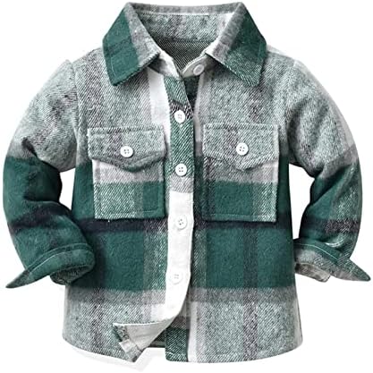 Jaqueta de camisa de flanela Cucuham para crianças meninos meninas Crianças de lapela botão de lapela para baixo